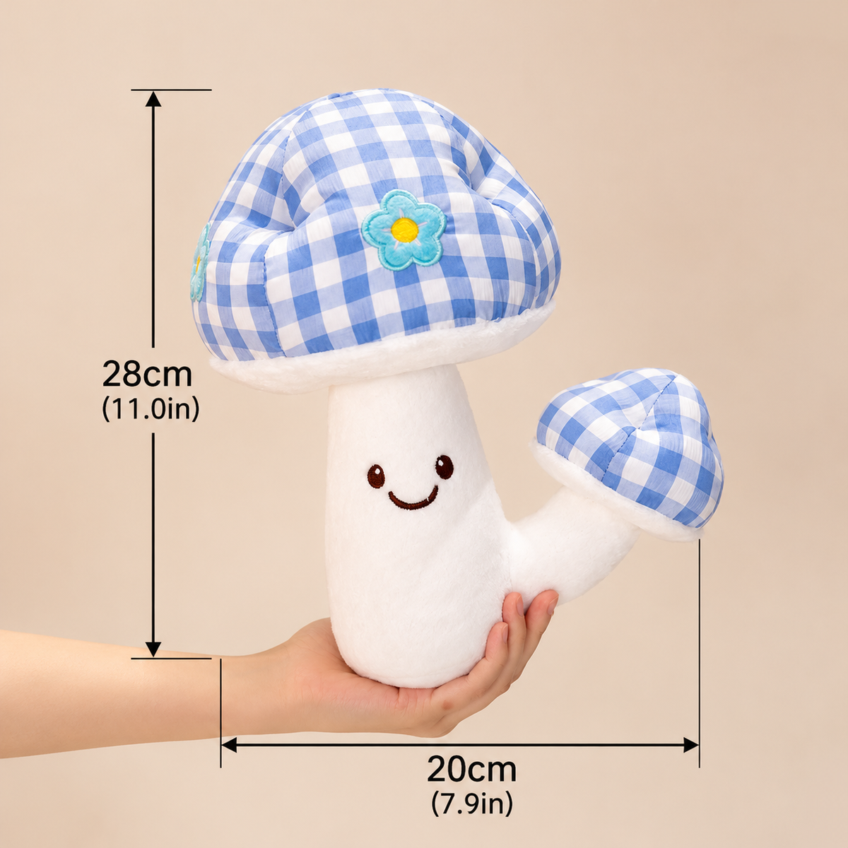 Cute Checkered Mushroom Plush Toy