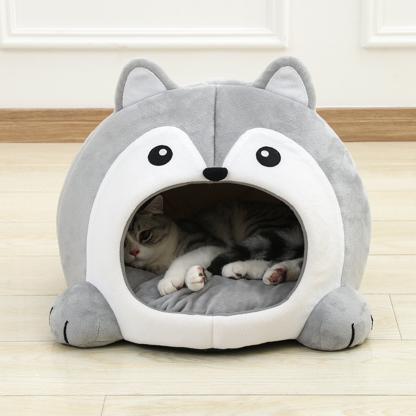 Husky Dog Shape Cat Bed House