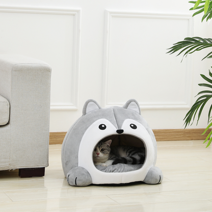 Husky Dog Shape Cat Bed House