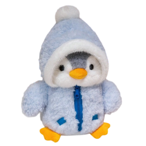 25cm Cozy Penguin Plush Toy – Cute Hooded Soft Doll