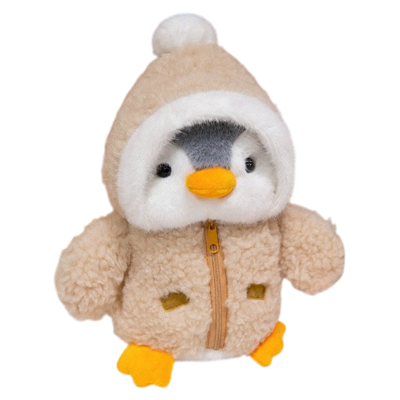 25cm Cozy Penguin Plush Toy – Cute Hooded Soft Doll