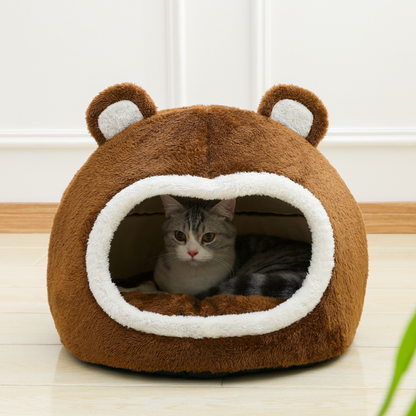 Bear Shape Cat Bed House