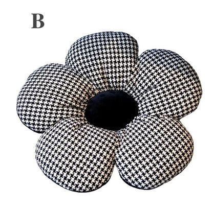 Stuffed Houndstooth Flower Cushion (45cm)