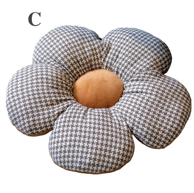 Stuffed Houndstooth Flower Cushion (45cm)