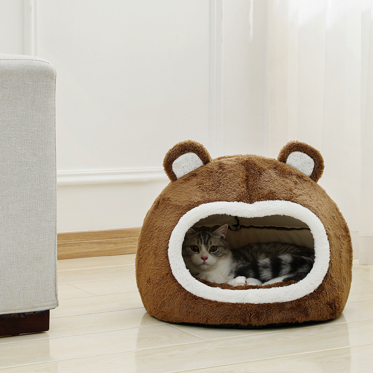 Bear Shape Cat Bed House