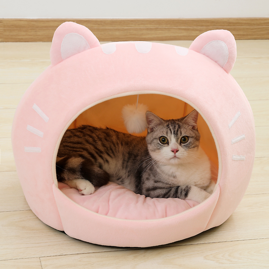 Pink Cat Shape Cat Bed House