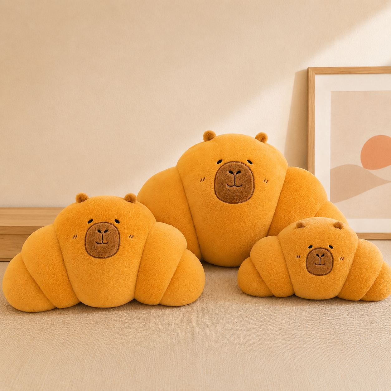 Capybara Croissant Plush Pillow Soft Stuffed Animal Cushion