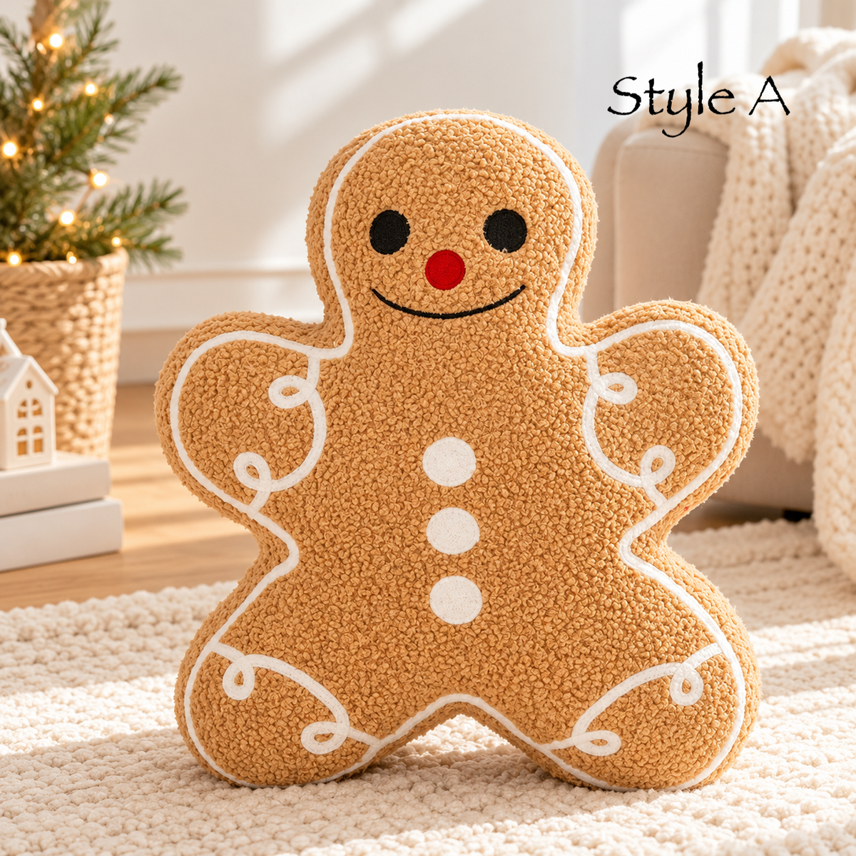 Christmas Gingerbread Santa Plush Cushion
