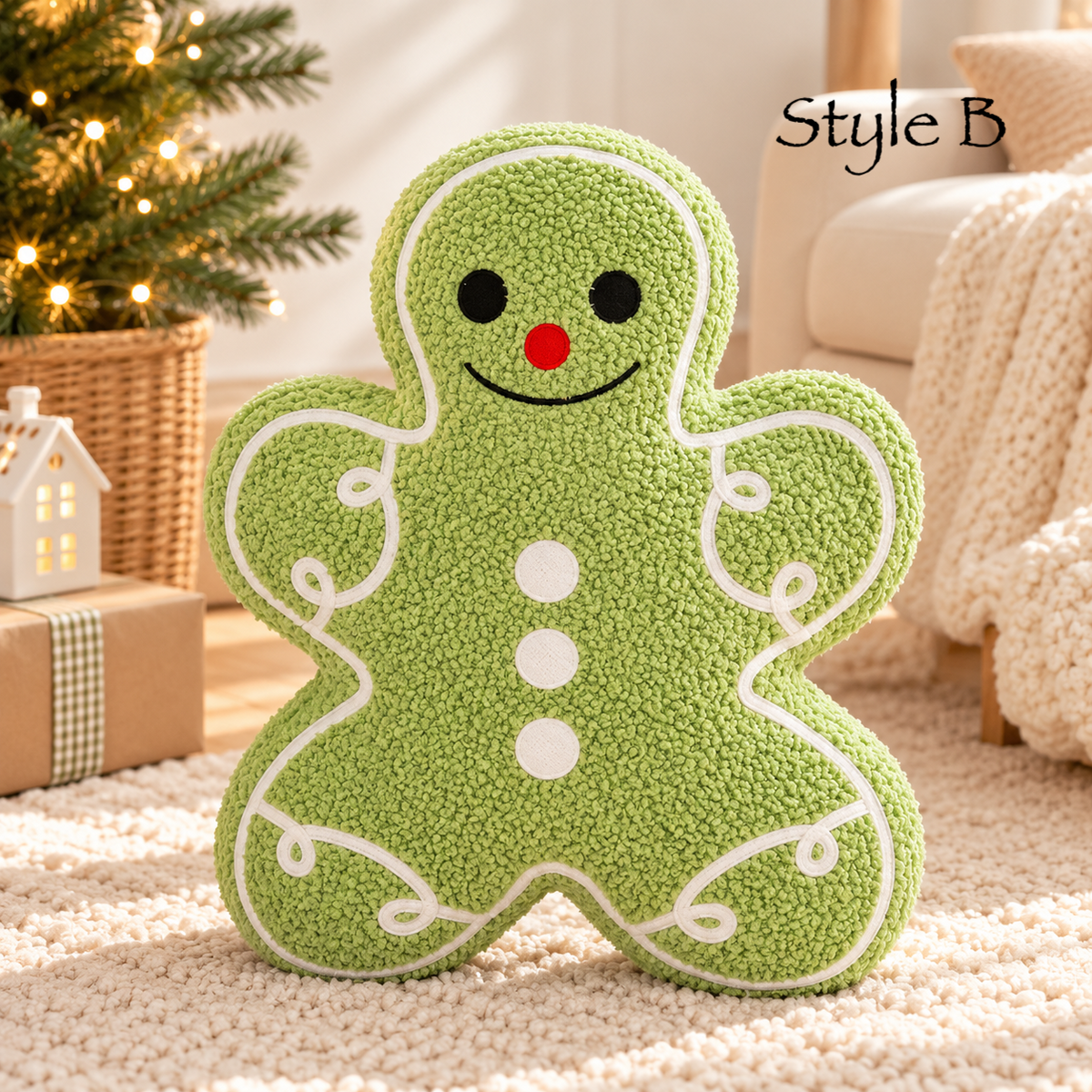 Christmas Gingerbread Santa Plush Cushion
