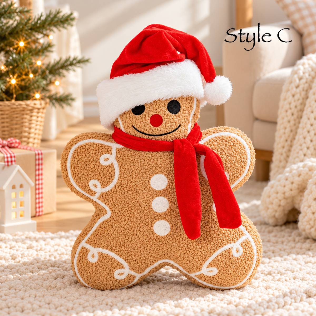 Christmas Gingerbread Santa Plush Cushion