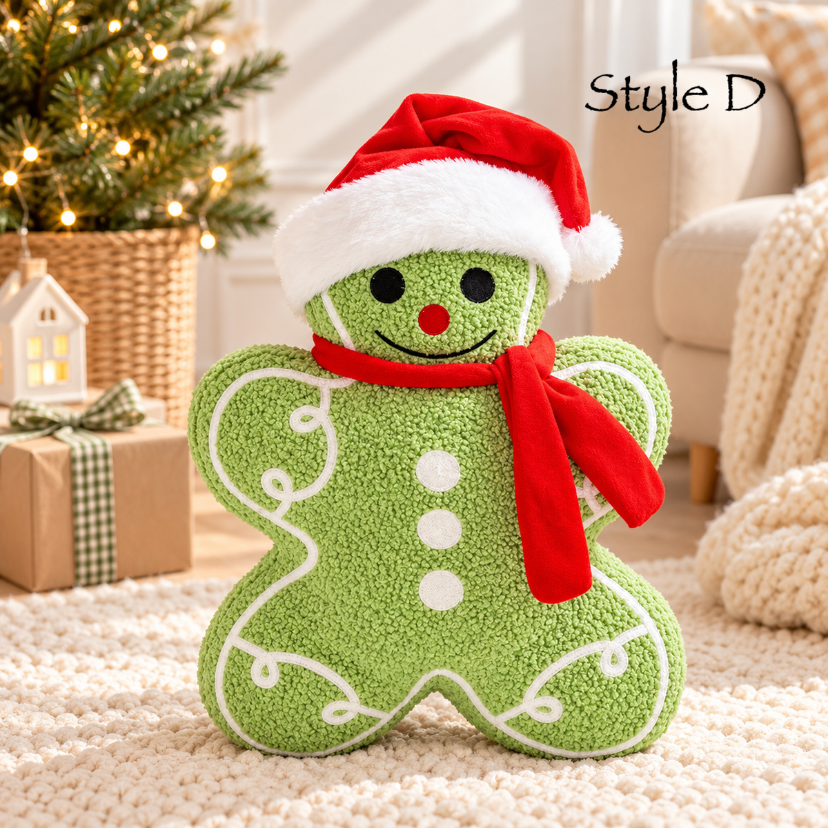 Christmas Gingerbread Santa Plush Cushion