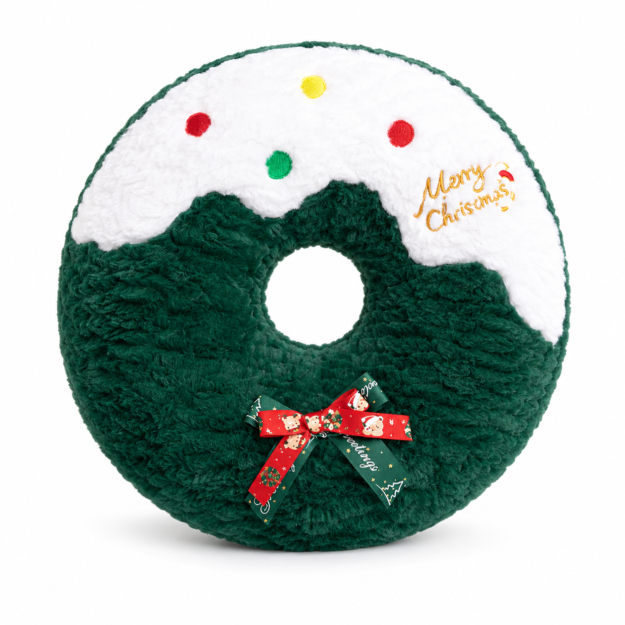 Christmas Plush Pillow | Gingerbread Tree Wreath Holiday Cushion