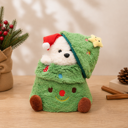 Christmas Tree Puppy Plush Toy – Cute Festive Dog Stuffed Animal