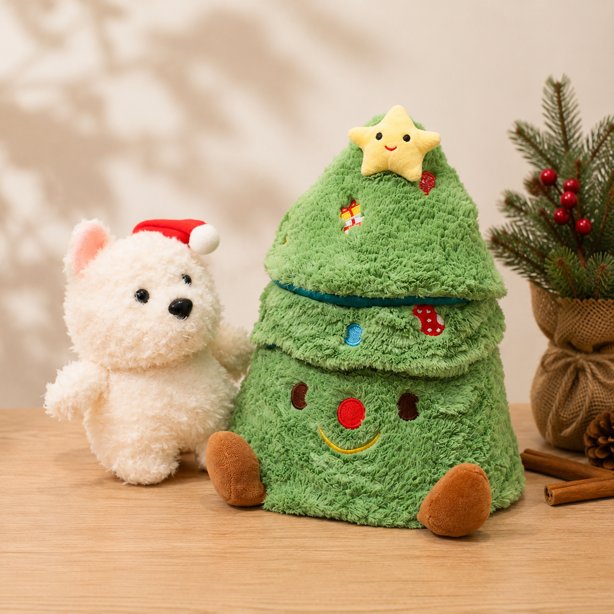 Christmas Tree Puppy Plush Toy – Cute Festive Dog Stuffed Animal