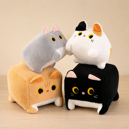 Cube Cat Plush Toy Pillow Soft Stuffed Animal Cushion