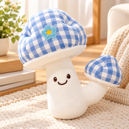 Cute Checkered Mushroom Plush Toy