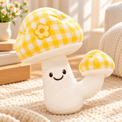 Cute Checkered Mushroom Plush Toy