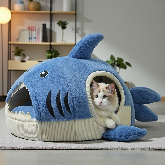 Cute Shark Pet Bed – Cozy Cat & Dog House