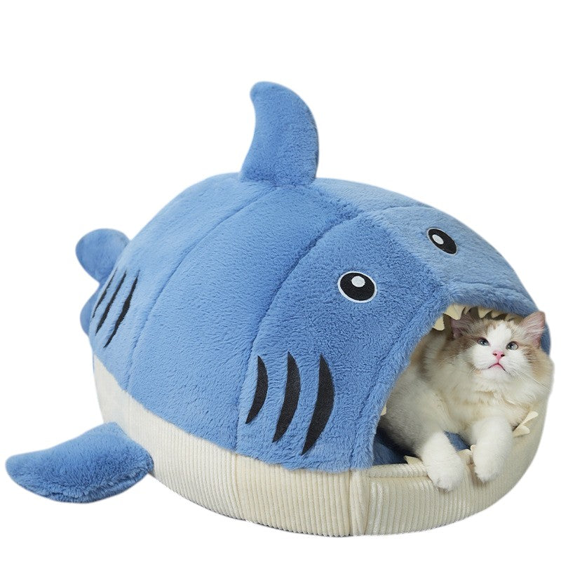 Cute Shark Pet Bed – Cozy Cat & Dog House