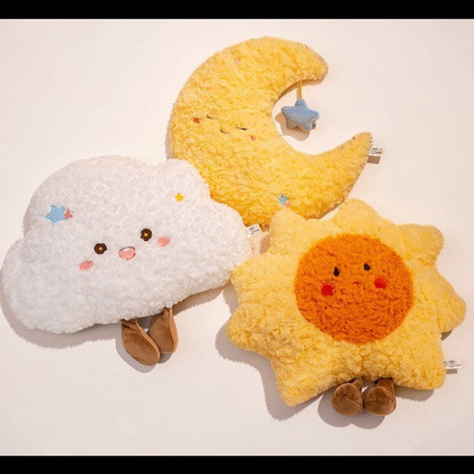 Cute Sky Plush Pillow – Cloud, Sun & Moon Cushion