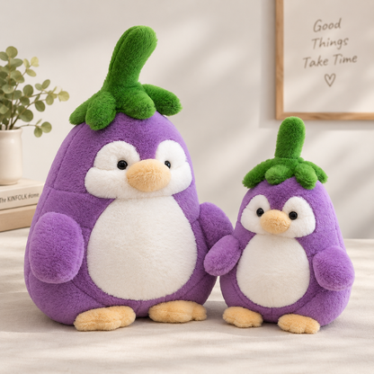 Eggplant Penguin Plush Toy – Cute Purple Fruit Stuffed Animal