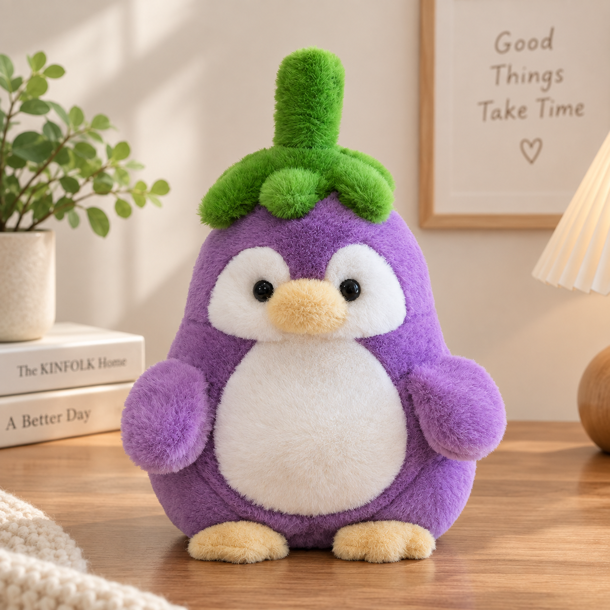 Eggplant Penguin Plush Toy – Cute Purple Fruit Stuffed Animal