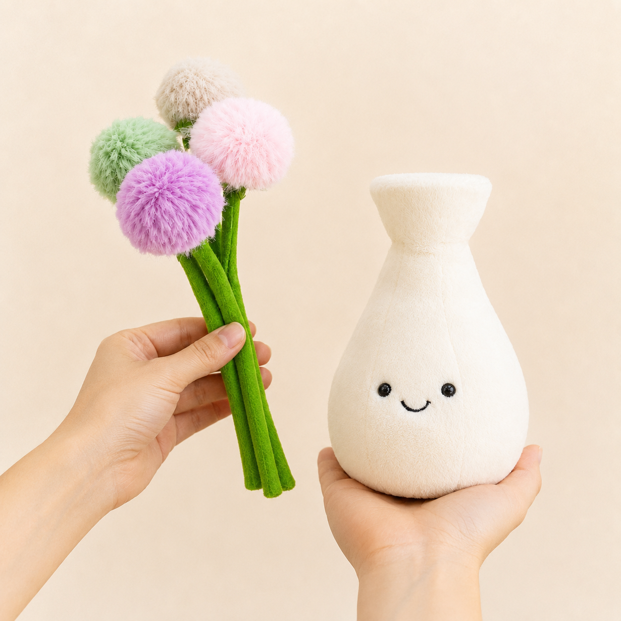 Plush Flower Pot Toy with Removable Flower, Cute Plush Decor