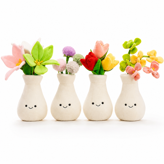 Plush Flower Pot Toy with Removable Flower, Cute Plush Decor
