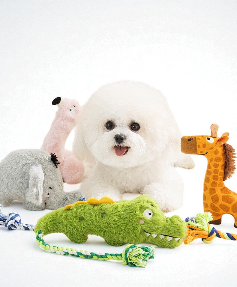 Plush Squeaky Dog Toys – Interactive Tug Rope & Pet Chew Toy