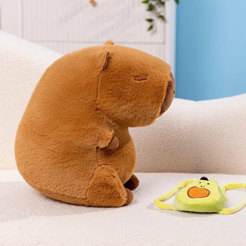 Capybara With Avocado Backpack Plush