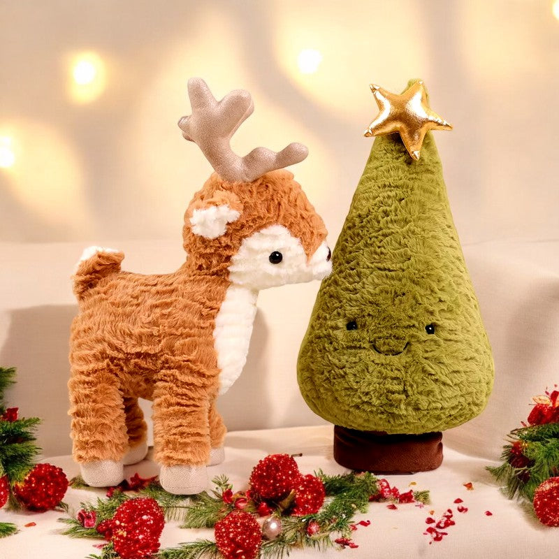 Simulation Christmas Tree & Moose Plush Toy