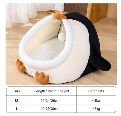 Penguin Shape Enclosed Cat Bed